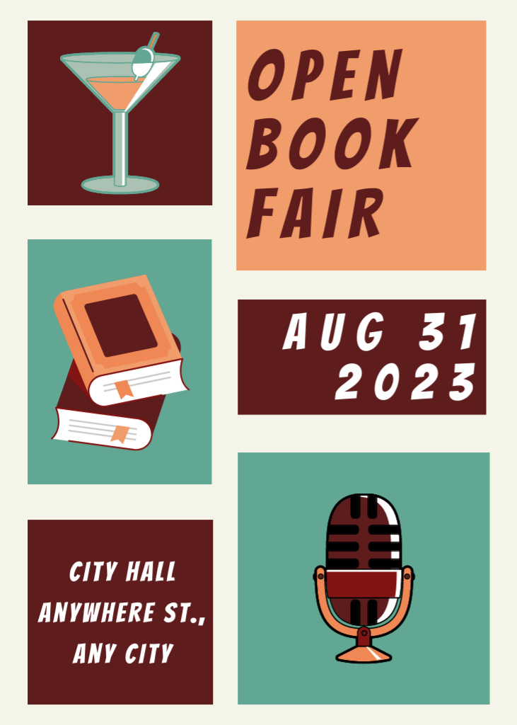 Ontwerpsjabloon van Flayer van Open Book Fair Event Announcement