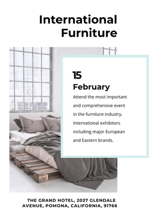 Furniture Show Bedroom in Grey Color Flayer Πρότυπο σχεδίασης