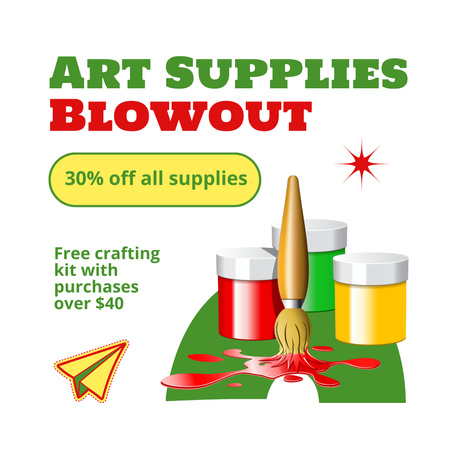 Stationery Shop Discount On Art Supplies Instagram AD Design Template