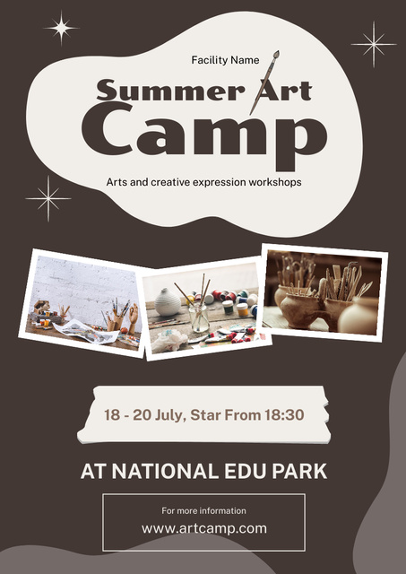 Announcement of Summer Art Camp Poster A3 Design Template