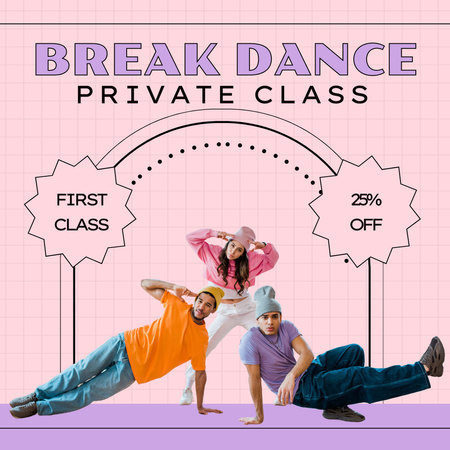 Ad of Break Dance Private Class Instagram Design Template