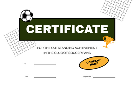 Platilla de diseño Award of Achievement in Soccer Fans Club Certificate 5.5x8.5in