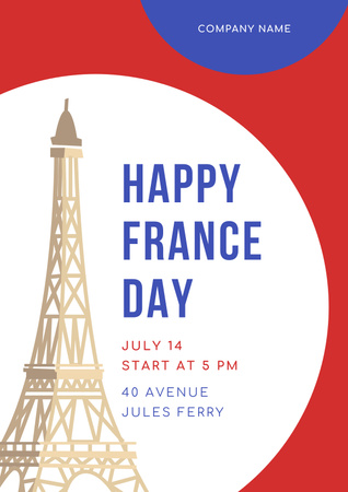 French National Day Celebration Announcement Poster Design Template