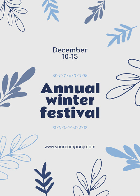 Invitation to Annual Winter Festival Postcard A6 Vertical Design Template