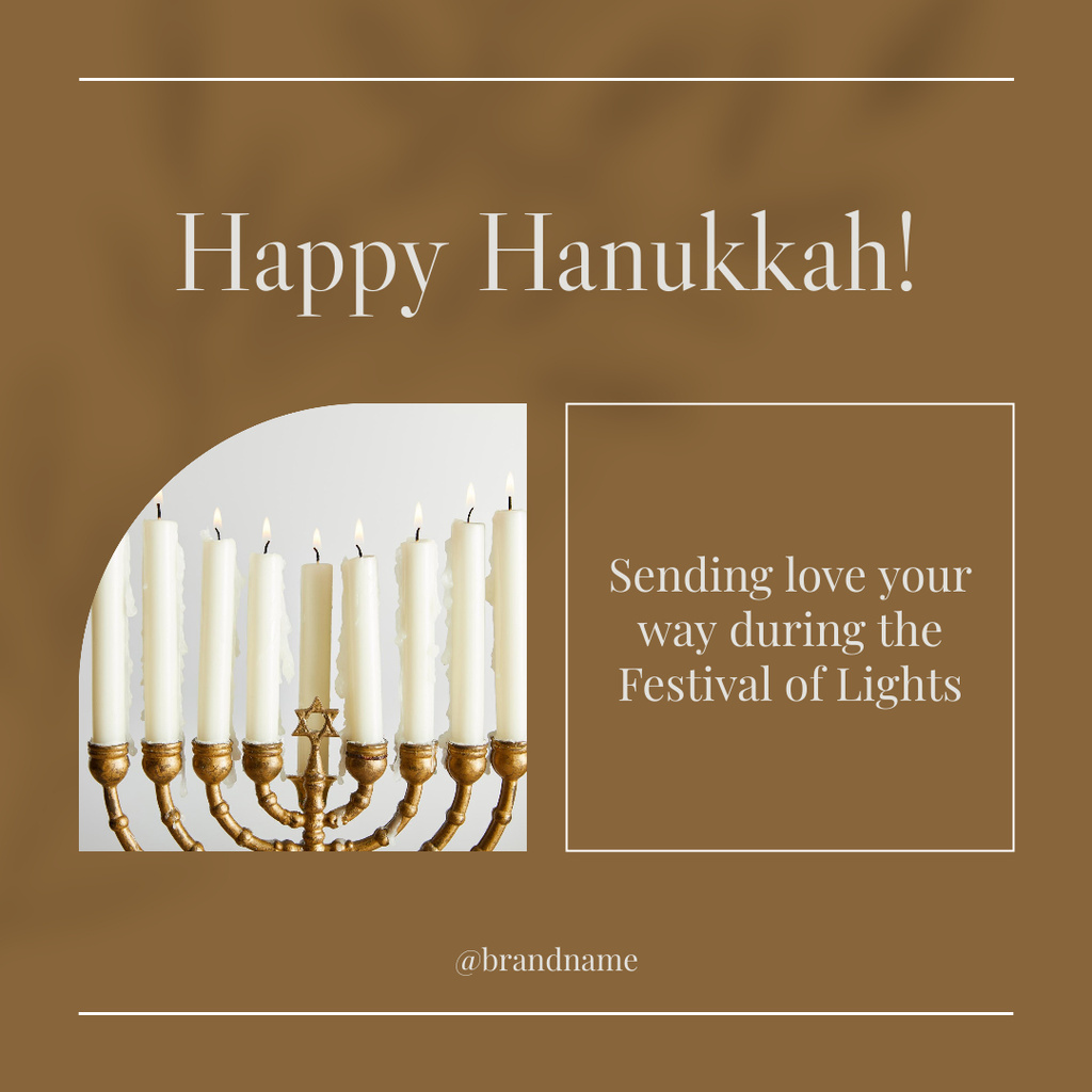 Designvorlage Hanukkah Greeting With Menorah And Kind Words für Instagram