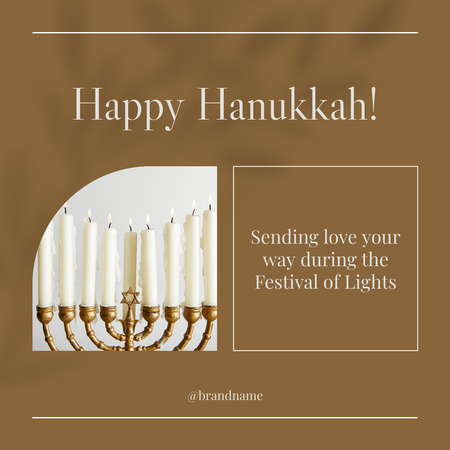 Hanukkah Greeting With Menorah And Kind Words Instagram Design Template