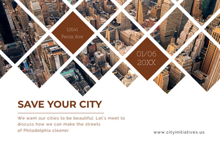 Urban Event Invitation with Skyscrapers Flyer 4x6in Horizontal Design Template