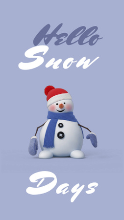 Cute Snowman waving Hand Instagram Video Story Design Template