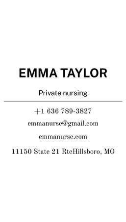Private Nurse Service Offer Business Card US Vertical Design Template