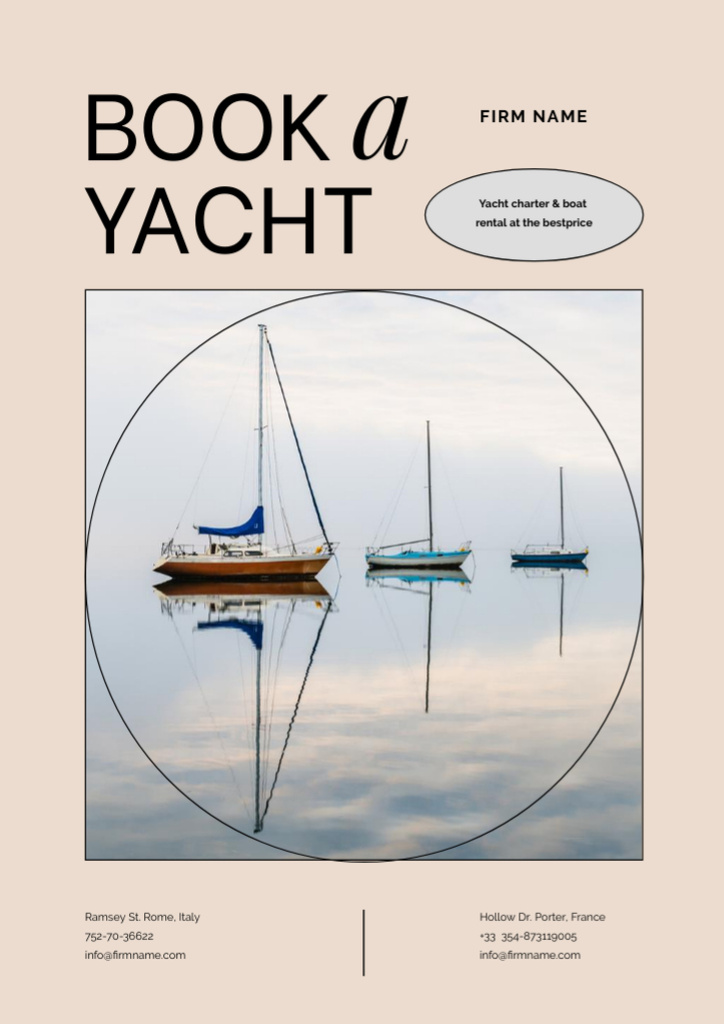 Ontwerpsjabloon van Flyer A4 van Yacht and Boat Rent Offer