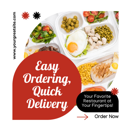 Modèle de visuel Offre de commande facile et de livraison rapide de nourriture - Instagram AD