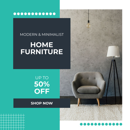 Modèle de visuel Offre de pièces de meubles de maison minimalistes avec remise - Instagram