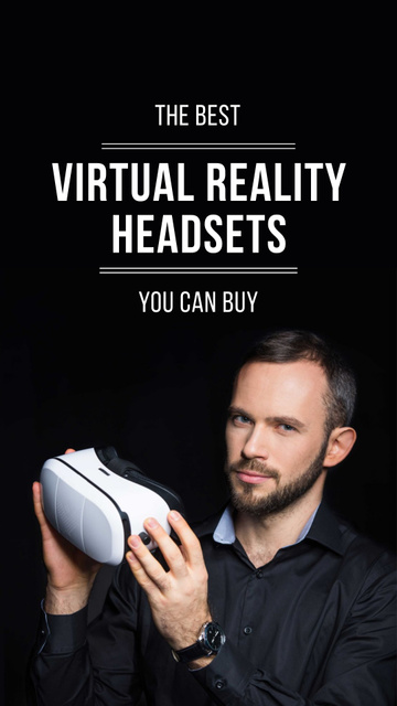 VR equipment Ad with Man holding glasses Instagram Story Design Template
