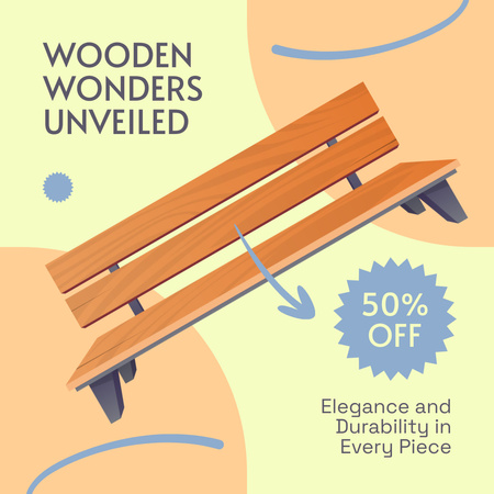 Ontwerpsjabloon van Instagram AD van Duurzame houten bank- en timmerwerkservice tegen een gereduceerde prijs