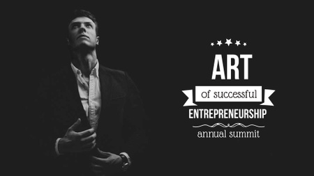 Entrepreneur Wearing Suit in Black and White FB event cover Modelo de Design