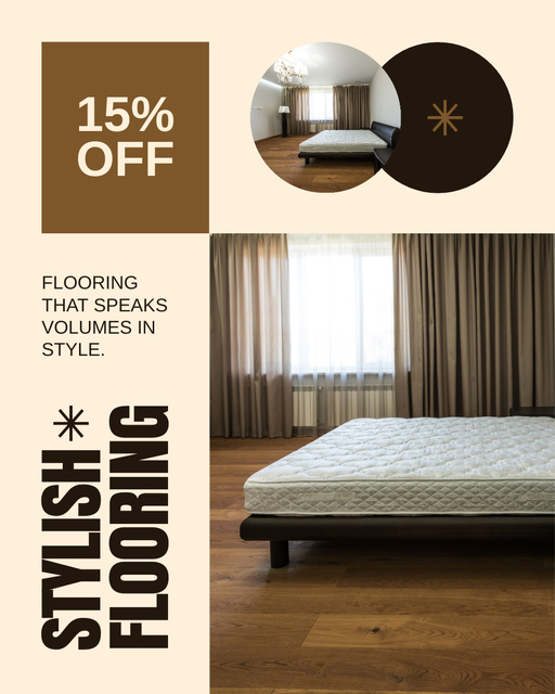 Wooden Style Flooring At Reduced Price Offer Instagram Post Vertical tervezősablon