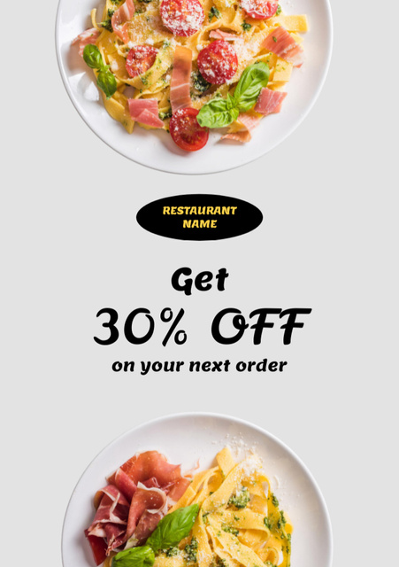 Discount Offer on Restaurant Dish Postcard A5 Vertical Design Template