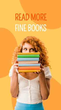Modèle de visuel Redhair Woman holding Books - Instagram Story