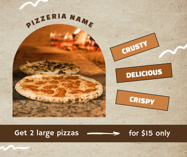 Designvorlage Crispy Delicious Pizza für Facebook