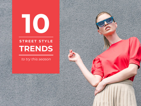 Street style trends with Stylish Woman Presentationデザインテンプレート