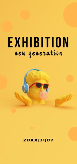 Exhibition Announcement with Funny Human Head Sculpture Flyer DIN Largeデザインテンプレート