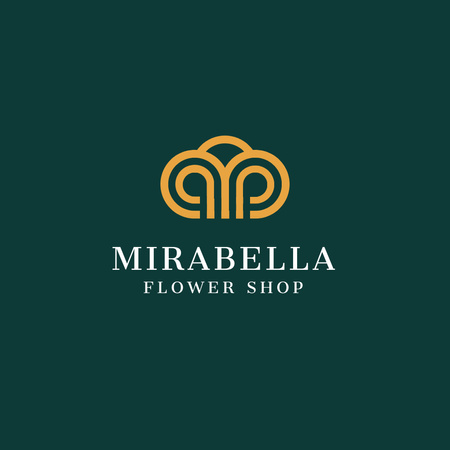 Emblem of Flower Shop on Green Logo Design Template