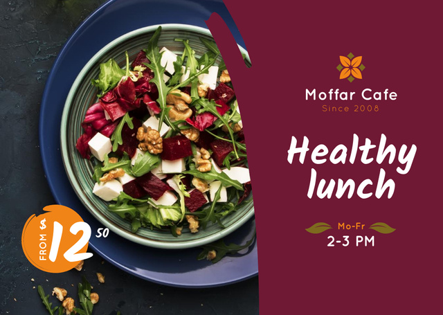 Designvorlage Lunch Offer with Healthy Salad für Flyer A6 Horizontal