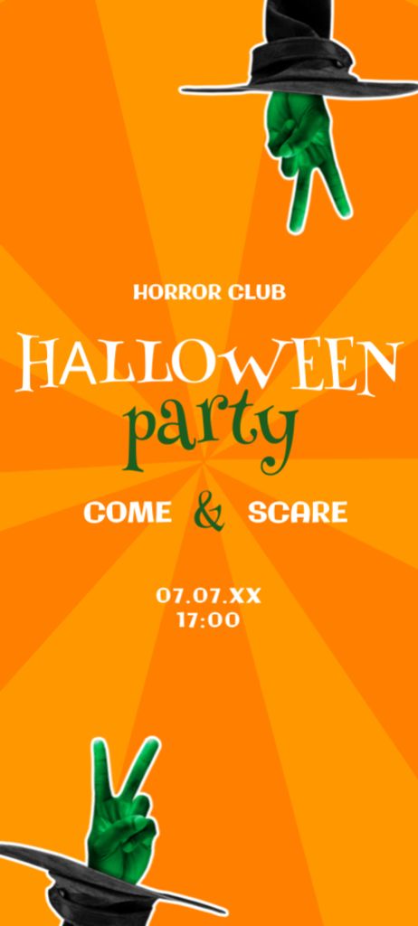 Come to Our Halloween Party Invitation 9.5x21cmデザインテンプレート