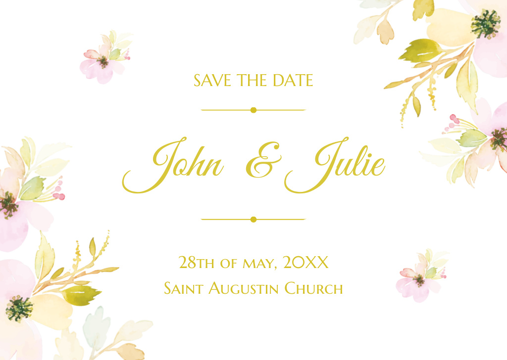 Wedding Celebration Announcement with Beautiful Flowers Card – шаблон для дизайна
