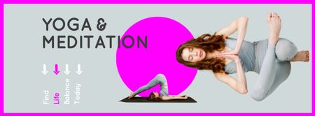 Ontwerpsjabloon van Facebook cover van mediterende vrouw bij yoga