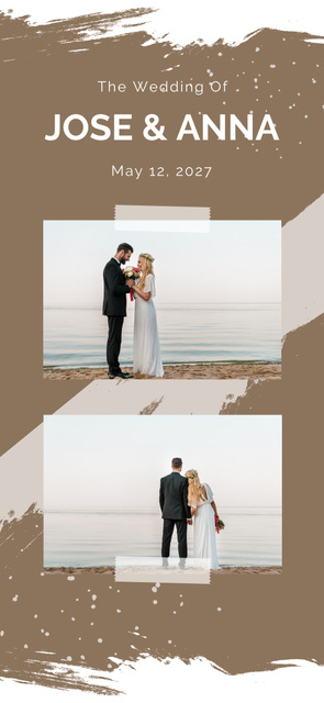 Collage with Wedding Announcement on Beige Snapchat Moment Filter Design Template