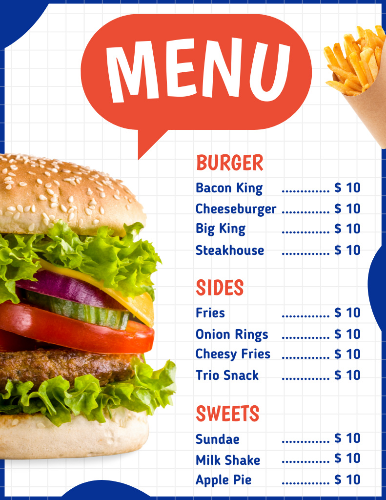 Price List for Fast Food Online Menu Template - VistaCreate