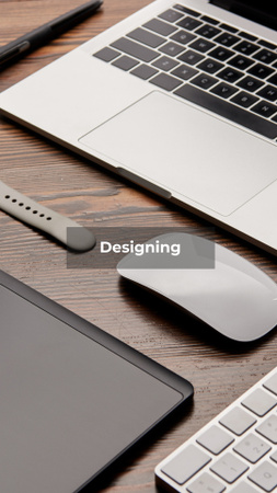 Laptop moderno na mesa e teclado Instagram Highlight Cover Modelo de Design
