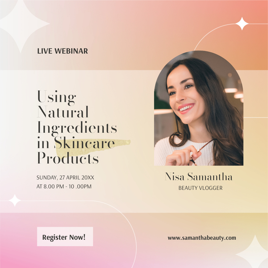 Natural Skincare Products Webinar With Registration Instagram tervezősablon