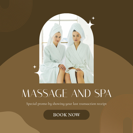 Spa and Massage Offer on Brown Background Instagram Design Template