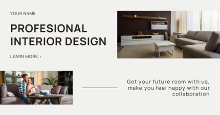 Ammattimainen kodin sisustussuunnittelu Facebook AD Design Template