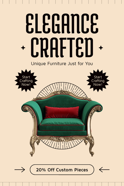 Ontwerpsjabloon van Pinterest van Crafted Elegant Furniture Offer