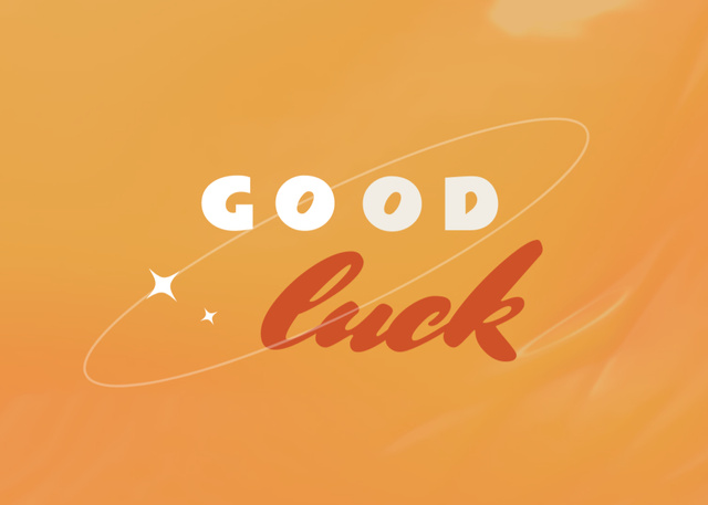 Good Luck Wishes in Orange Postcard 5x7in tervezősablon