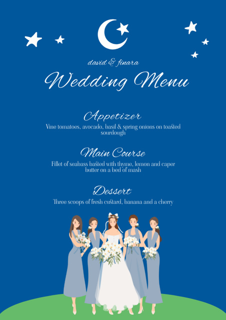 Wedding Dishes List with Bride and Bridesmaids Menu – шаблон для дизайна
