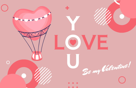 Joyous Valentine's Day Greetings with Pink Hearts Thank You Card 5.5x8.5in Design Template