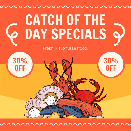 Day Special Catch on Fish Market with Discount Instagram AD Design Template
