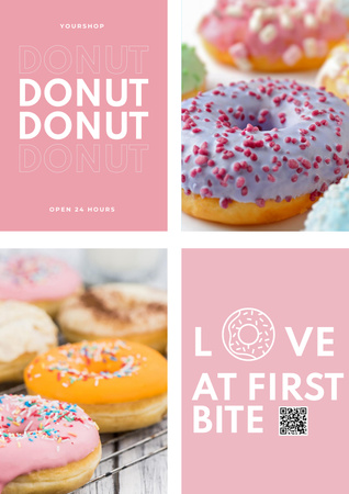 Donuts with Different Sweet Glaze Poster Design Template