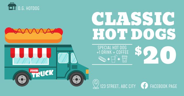 Classic Hot Dogs Ad Facebook AD Design Template