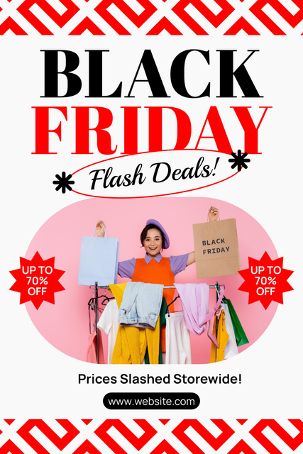 Black Friday Flash Deals Pinterest Πρότυπο σχεδίασης