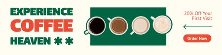Designvorlage Coffee Shop bietet eine große Auswahl an Kaffeegetränken zu reduzierten Preisen für Twitter