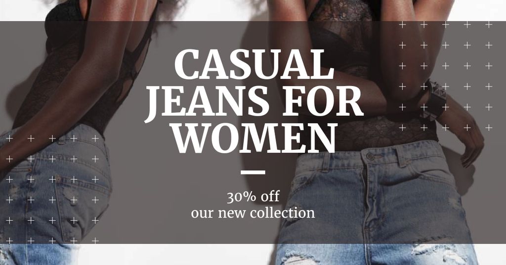 Women wearing Denim clothes Facebook AD Design Template