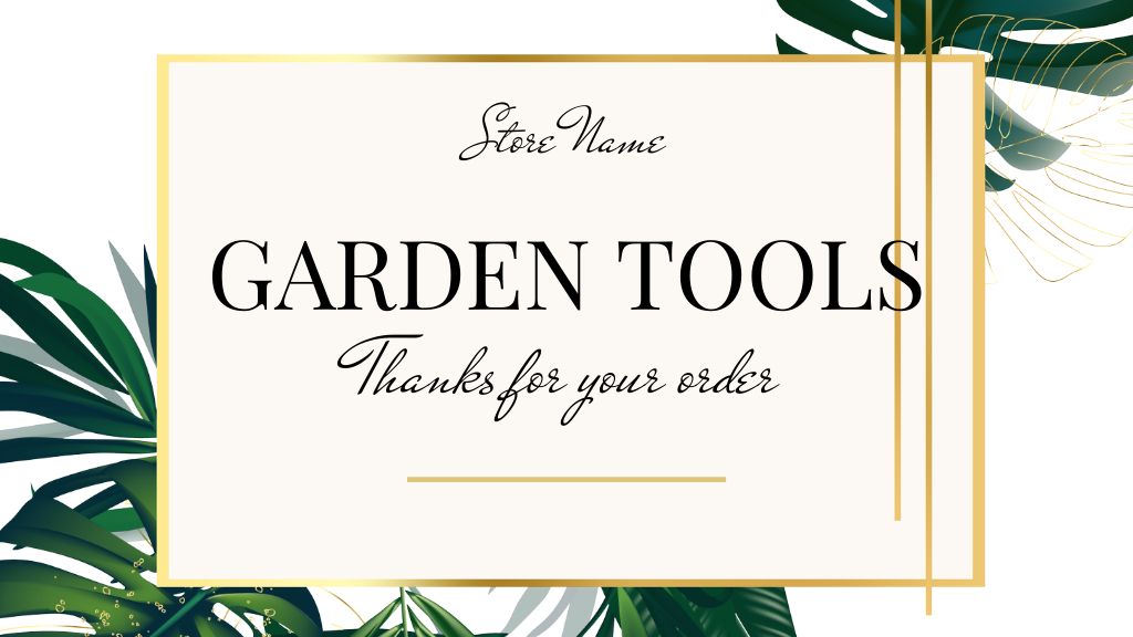 Template di design Garden Tools Sale with Tropical Leaves Label 3.5x2in