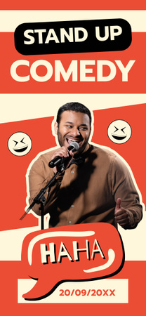 Şakalar anlatan bir adamın yer aldığı Stand-up Komedi Gösterisi Reklamı Snapchat Geofilter Tasarım Şablonu