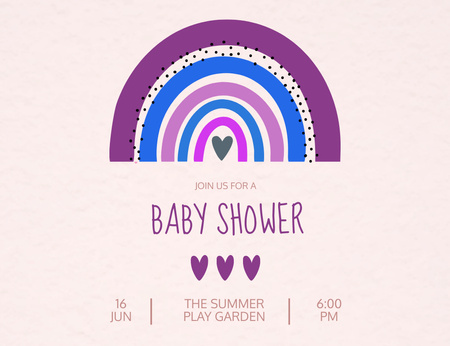 Baby Shower Party Announcement With Rainbow Invitation 13.9x10.7cm Horizontal Design Template