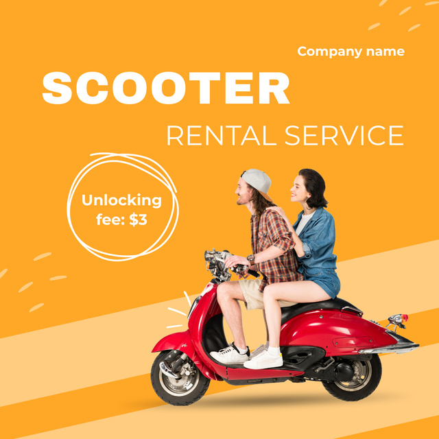 Cheerful Couple Riding Scooter Instagram – шаблон для дизайна